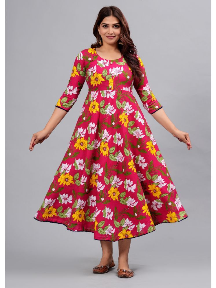     			AVEITH Rayon Printed Anarkali Women's Kurti - Pink ( Pack of 1 )