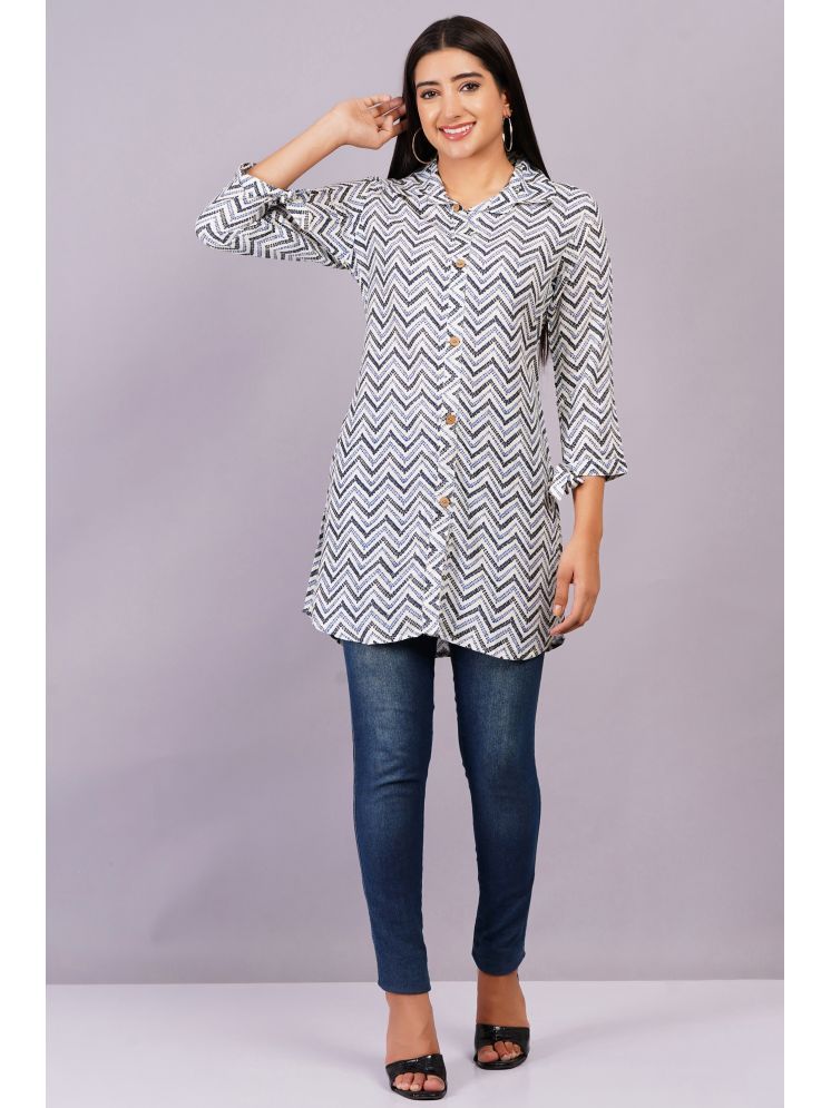     			HIGHLIGHT FASHION EXPORT Rayon Printed Shirt Style Women's Kurti - Grey ( Pack of 1 )