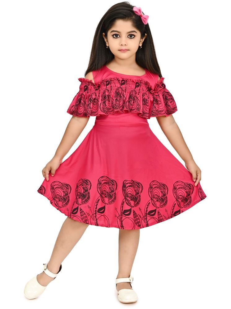     			JCT DRESSES Pink Crepe Girls Frock ( Pack of 1 )