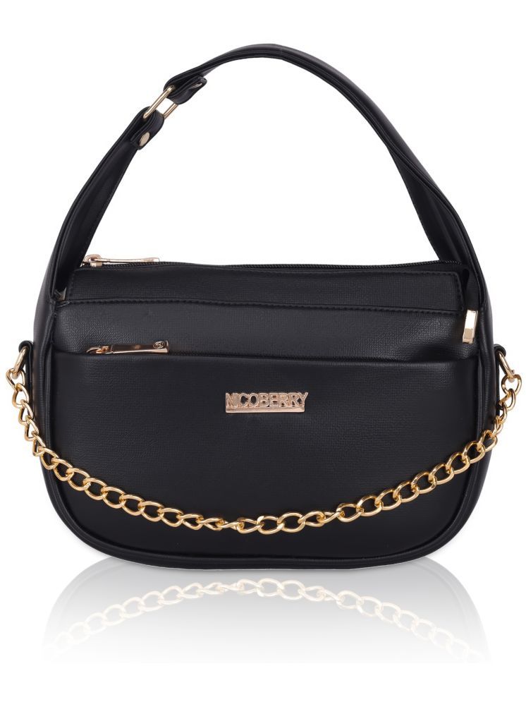     			Nicoberry Black PU Sling Bag