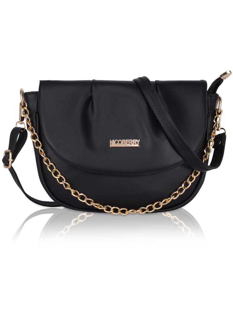     			Nicoberry Black PU Sling Bag