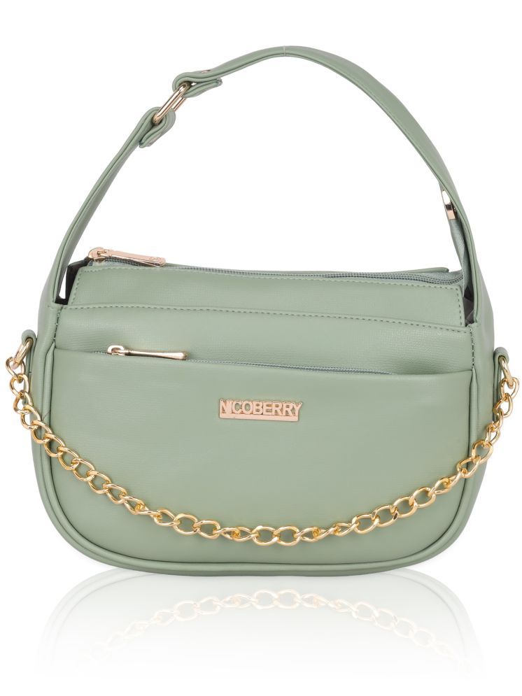     			Nicoberry Green PU Sling Bag