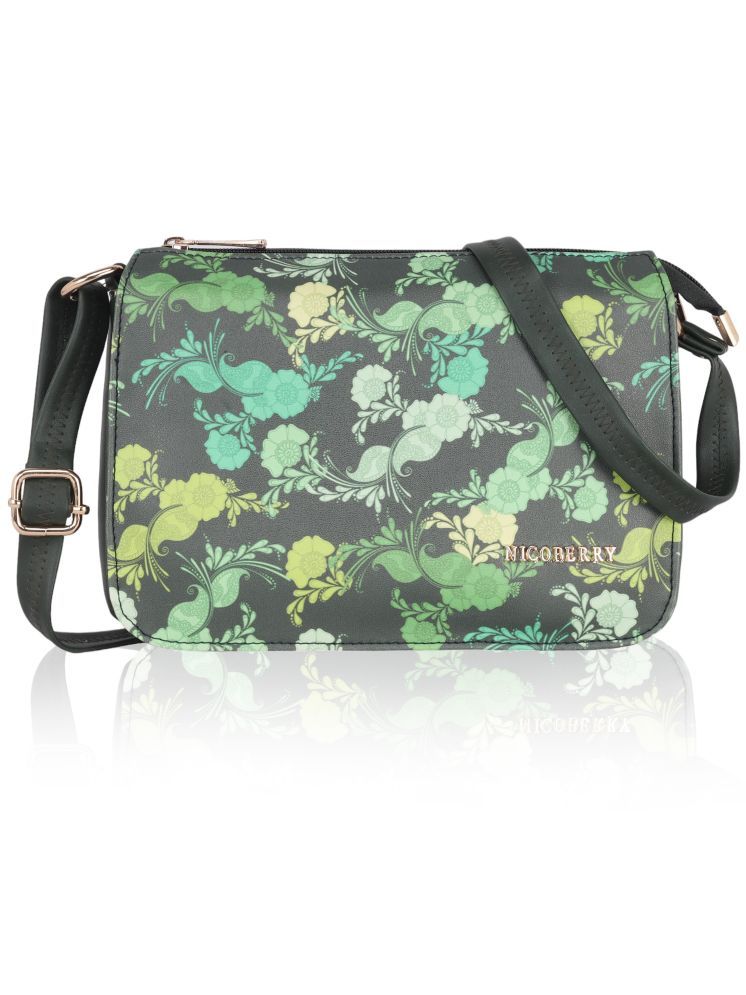     			Nicoberry Green PU Sling Bag