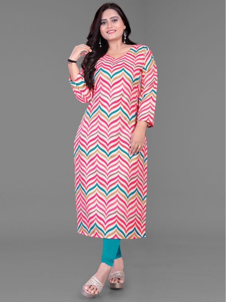     			SHIPYA Cotton Blend Printed Straight Women's Kurti - Pink ( Pack of 1 )