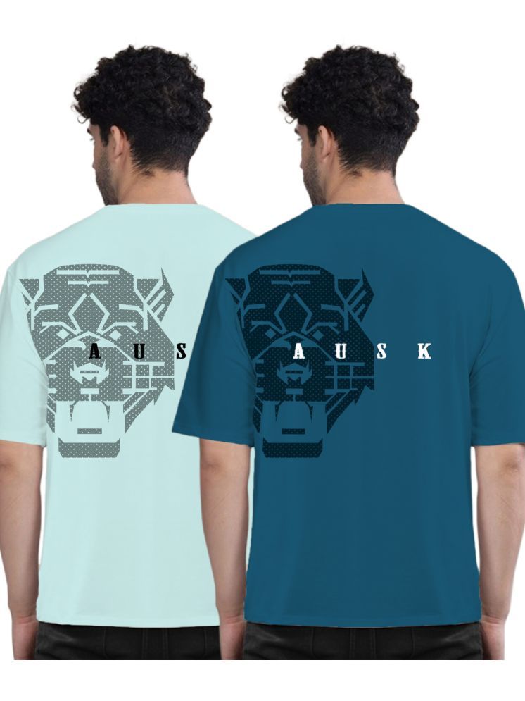     			AUSK Pack of 2 Cotton Oversized Fit Men's T-Shirt ( Sky Blue )