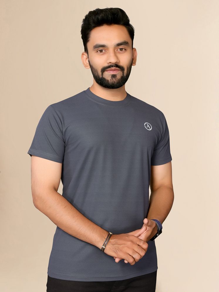     			Anand Polyester Regular Fit Solid Half Sleeves Men's Round T-Shirt - Grey ( Pack of 1 )