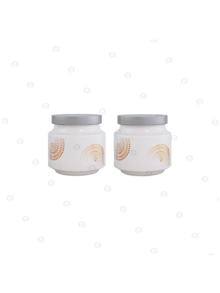     			CROCO JAR Glass Silver Cookie Container ( Set of 2 )