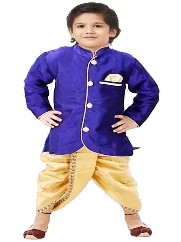     			JCT DRESSES Blue Silk Blend Boys Dhoti Kurta Set - Pack of 1