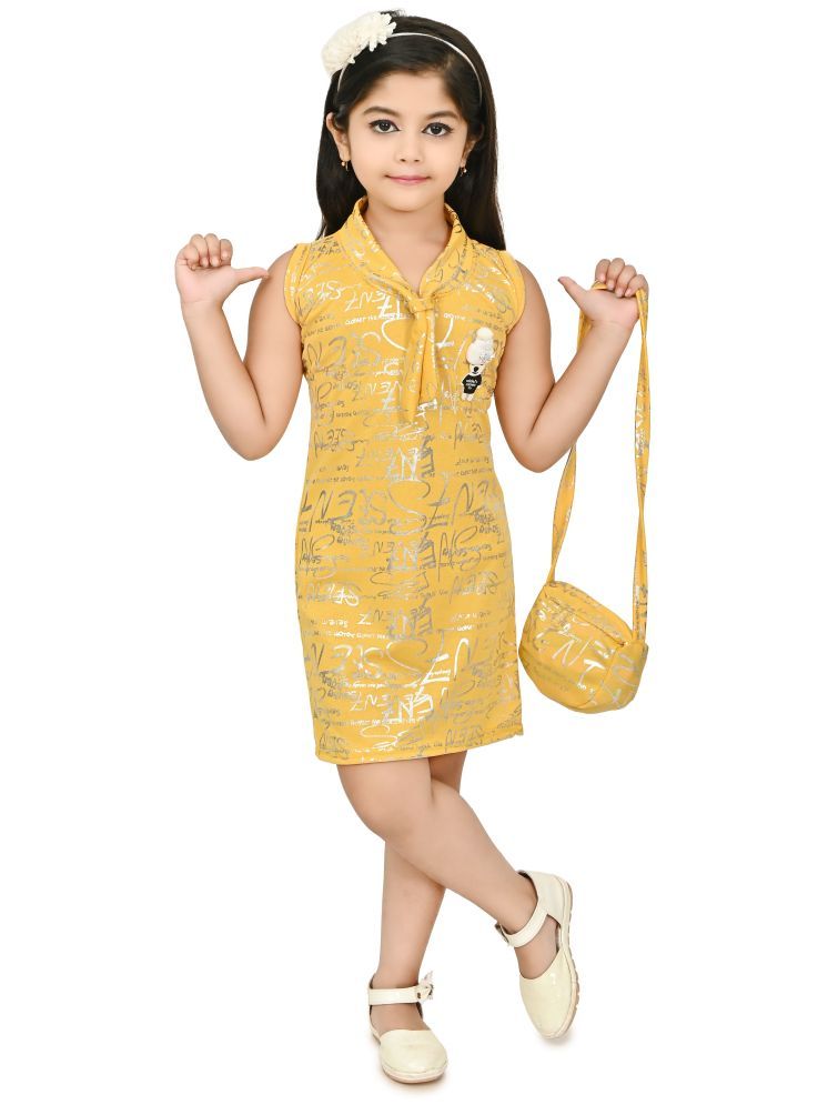     			JCT DRESSES Crepe A-line Dress For Girls ( Pack of 1 , Yellow )