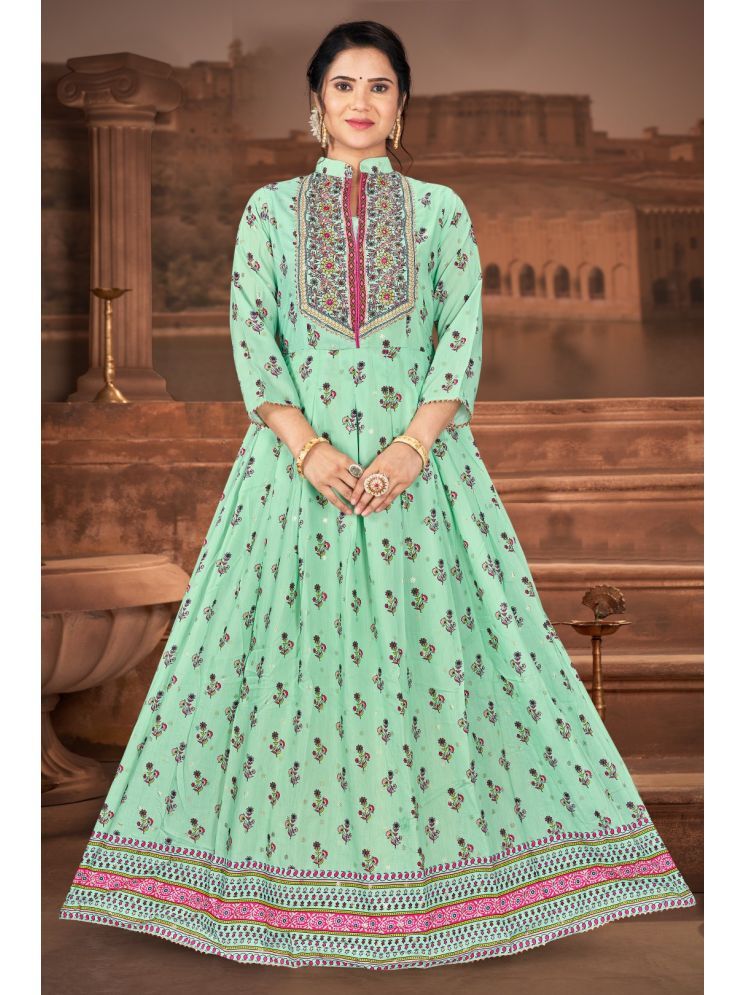     			KRIMMPLE Green Flared Georgette Women's Stitched Ethnic Gown ( Pack of 1 )