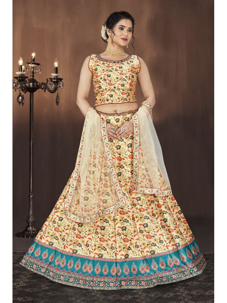     			KRIMMPLE Yellow Silk A-line Stitched Lehenga Single