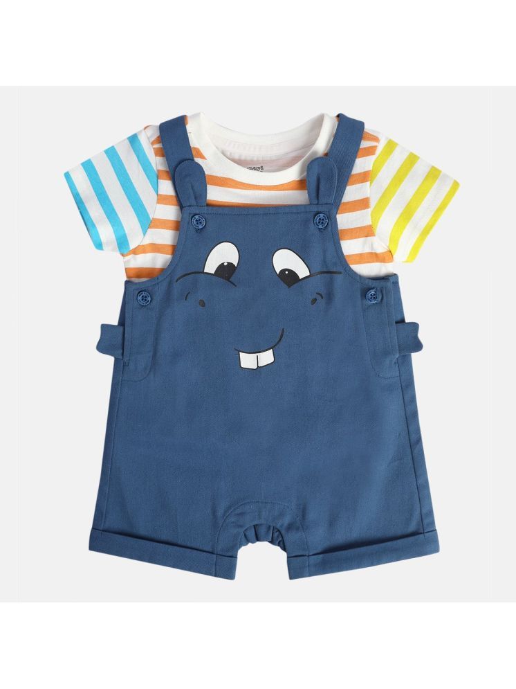     			MINI KLUB Pack of 2 Baby Boys Cotton Dungaree Sets ( Blue )