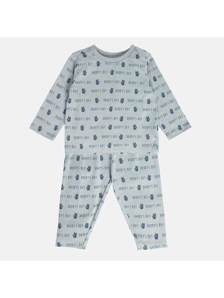     			MINI KLUB Gray Cotton Baby Boy T-Shirt & Trouser ( Pack of 1 )