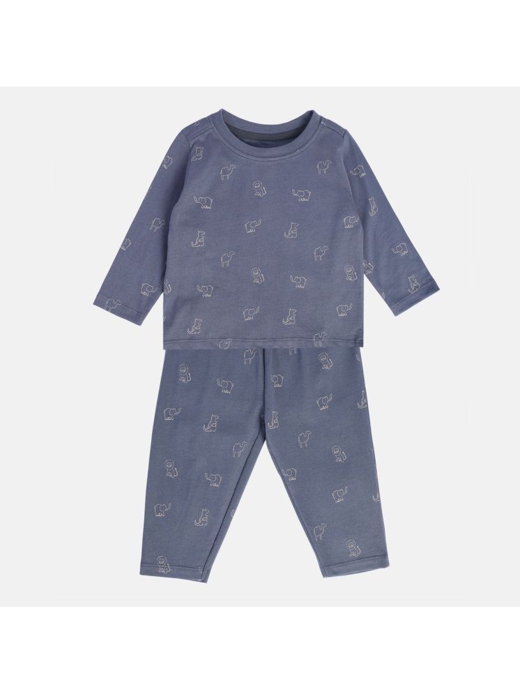     			MINI KLUB Gray Cotton Baby Boy T-Shirt & Trouser ( Pack of 1 )