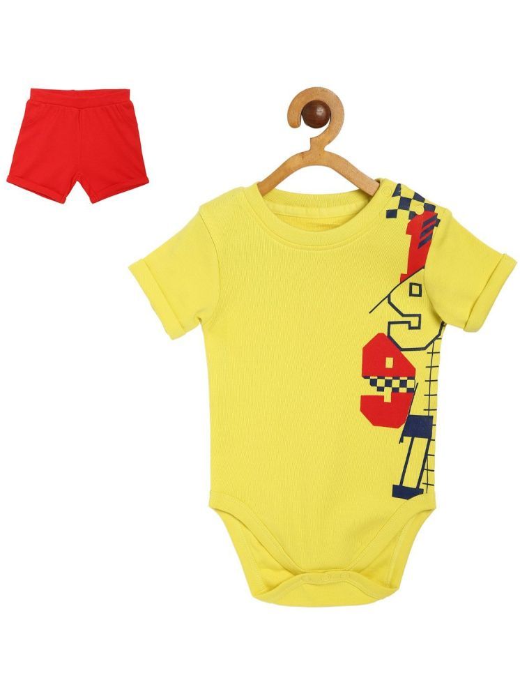     			MINI KLUB Pack of 2 Baby Boys Cotton Dungaree Sets ( Yellow )