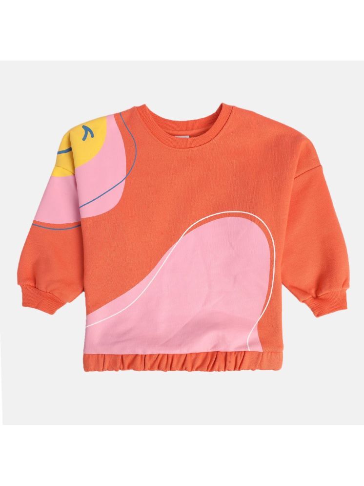     			Miniklub Girls Round Neck Full Sleeve Knit Sweat Shirt (Orange Color)