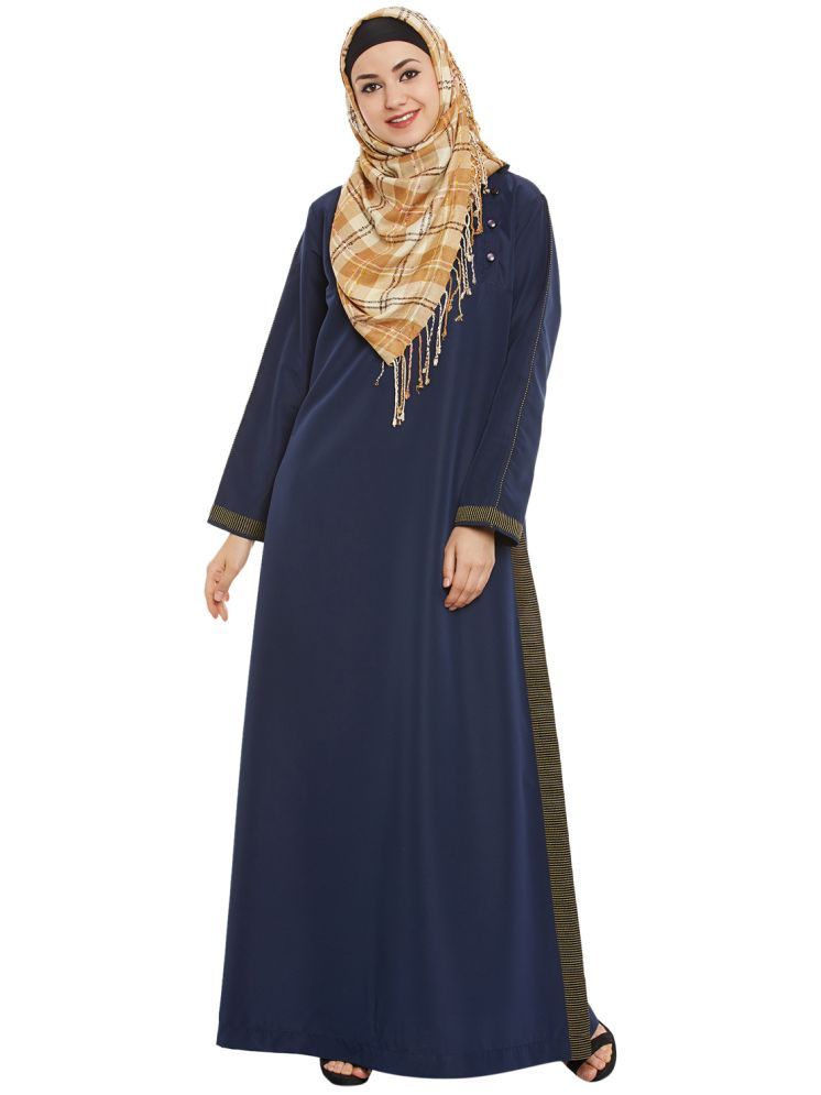     			Momin Libas Blue Polyester Stitched Burqas without Hijab - Single