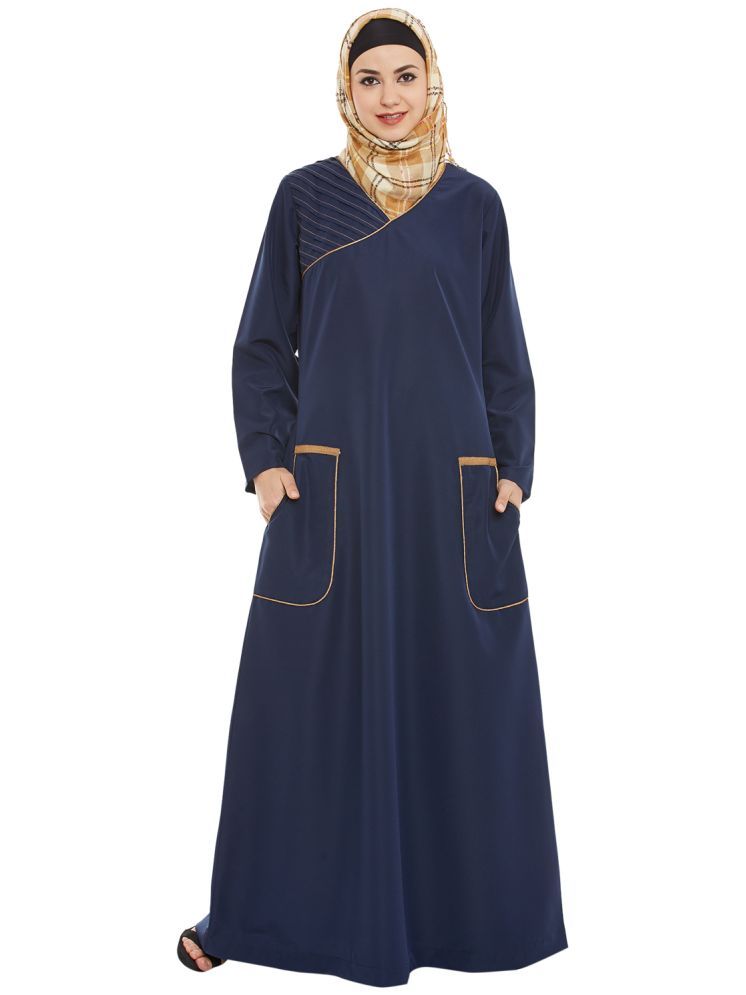     			Momin Libas Blue Polyester Stitched Burqas without Hijab - Single