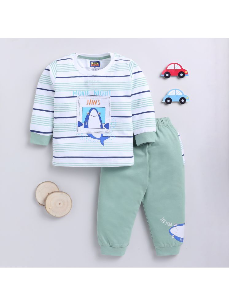     			Nottie planet Pack of 1 Baby Boys Cotton T-Shirt & Pyjama Set ( Green )