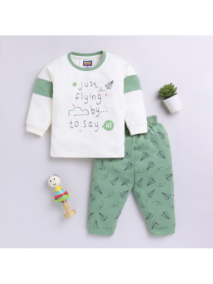     			Nottie planet Green Cotton Baby Boy T-Shirt & Pyjama Set ( Pack of 1 )