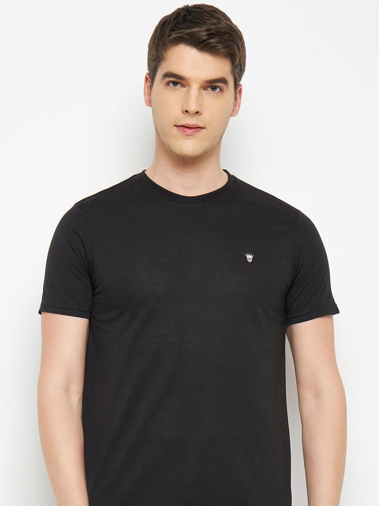     			RELANE Cotton Blend Regular Fit Solid Half Sleeves Men's Round T-Shirt - Black ( Pack of 1 )