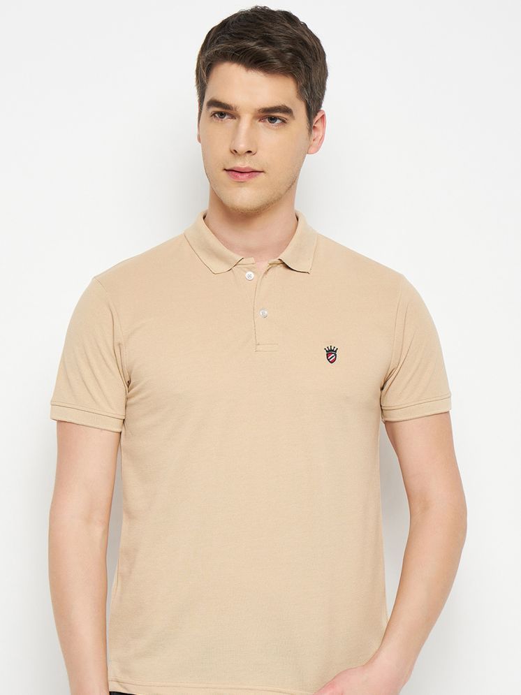     			RELANE Pack of 1 Cotton Blend Regular Fit Solid Half Sleeves Men's Polo T Shirt ( Beige )