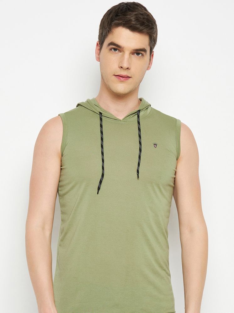     			RELANE Cotton Blend Regular Fit Solid Sleeveless Men's Hooded T-Shirt - Lime Green ( Pack of 1 )