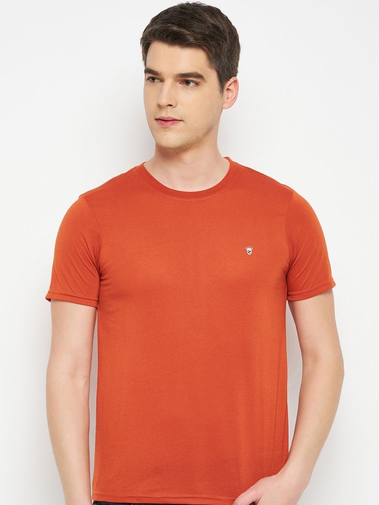     			RELANE Cotton Blend Regular Fit Solid Half Sleeves Men's Round T-Shirt - Rust ( Pack of 1 )