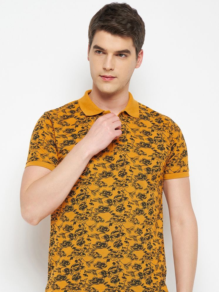     			RELANE Cotton Blend Regular Fit Printed Half Sleeves Men's Polo T Shirt - Mustard ( Pack of 1 )