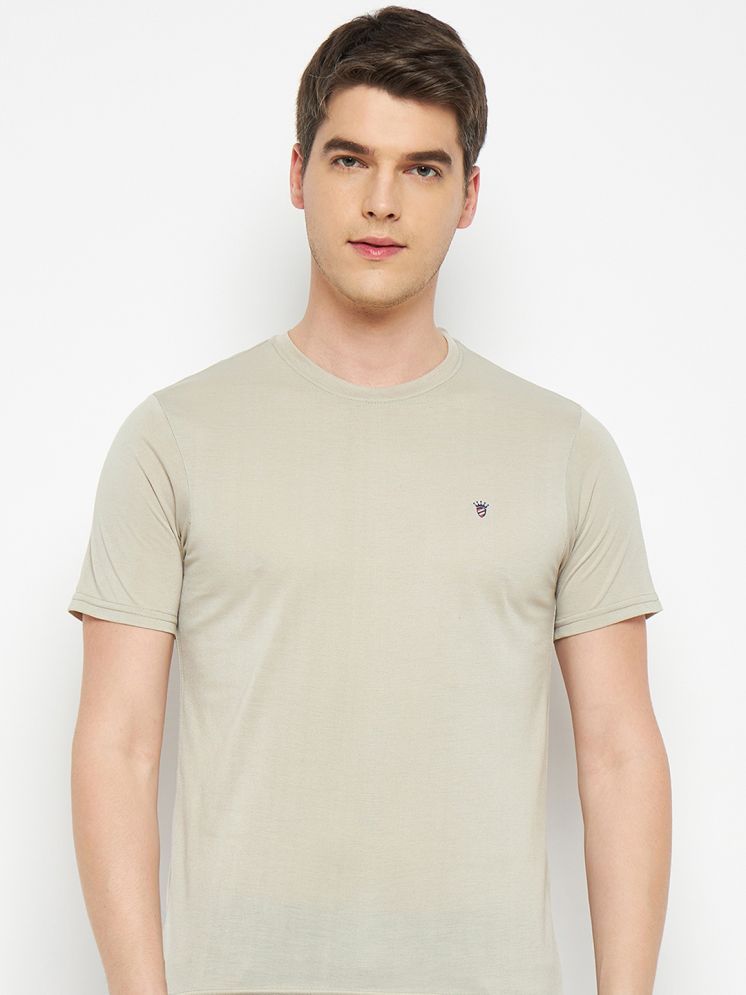     			RELANE Cotton Blend Regular Fit Solid Half Sleeves Men's Round T-Shirt - Beige ( Pack of 1 )