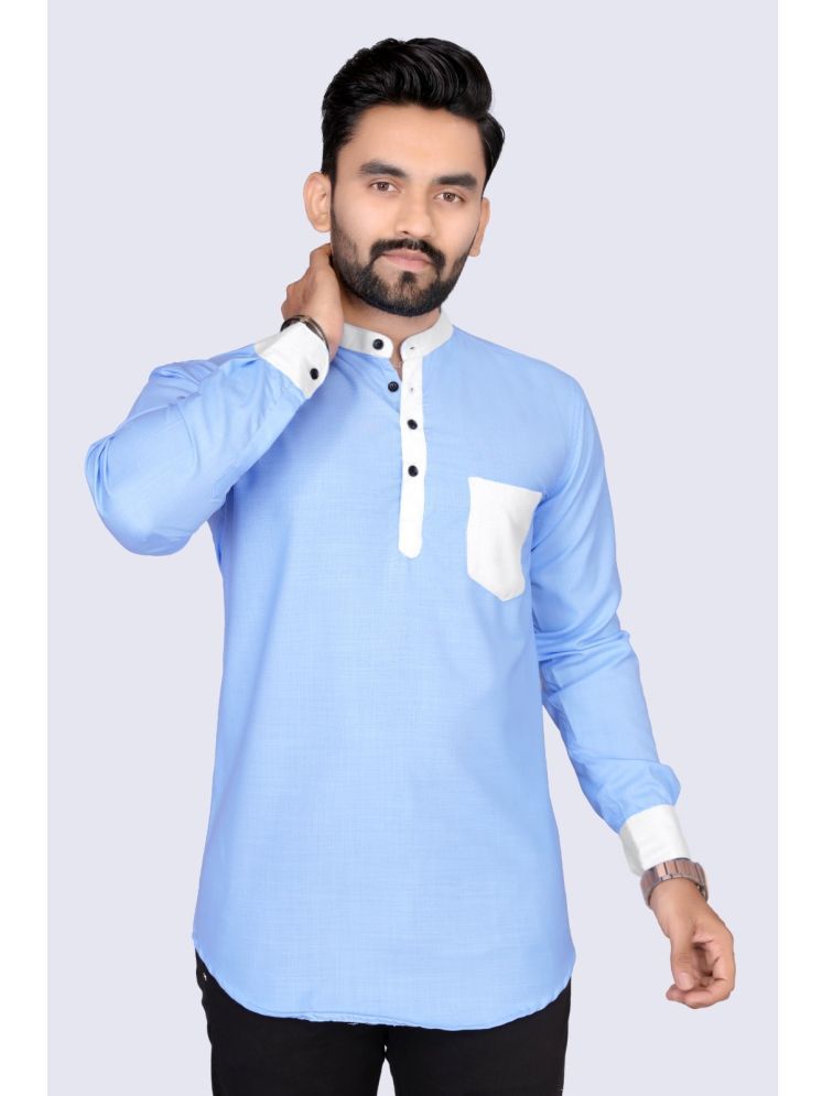     			S.K. CASUAL Blue Cotton Men's Shirt Style Kurta ( Pack of 1 )