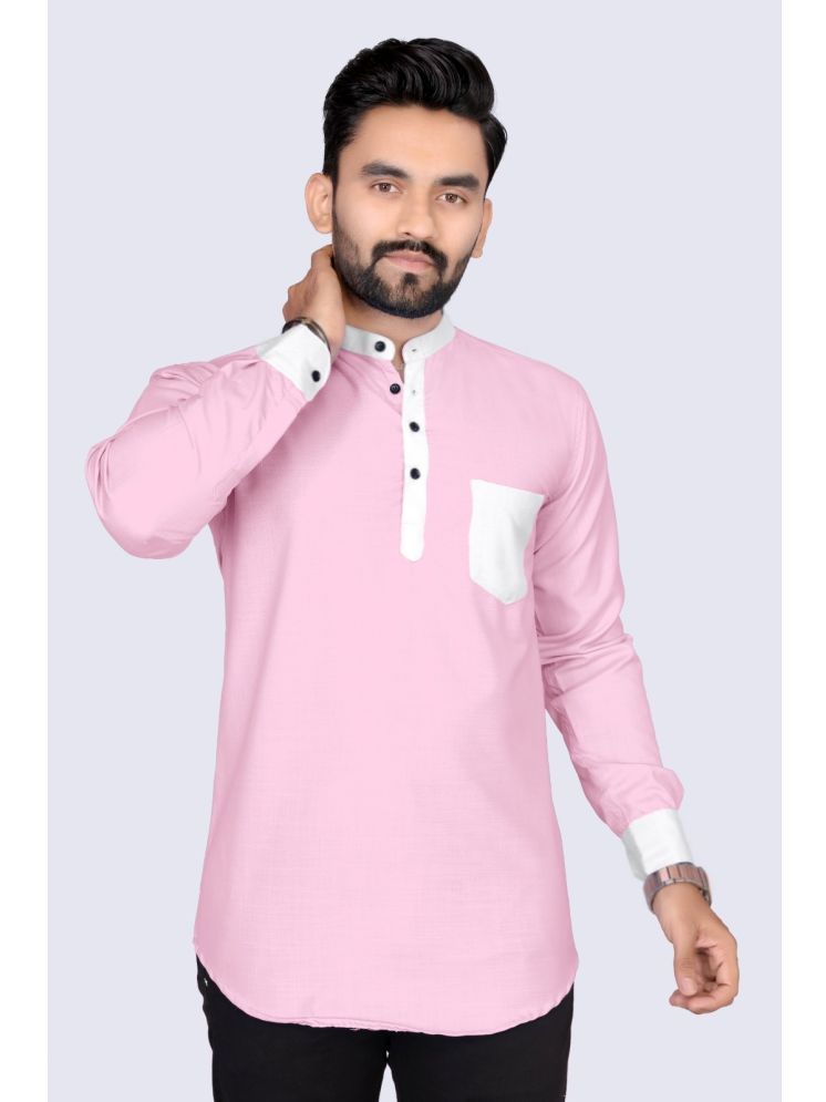     			S.K. CASUAL Pink Cotton Men's Shirt Style Kurta ( Pack of 1 )