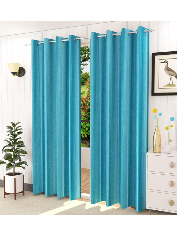     			THE LAILA Solid Room Darkening Ring Rod Curtain 5 ft ( Pack of 2 ) - Teal