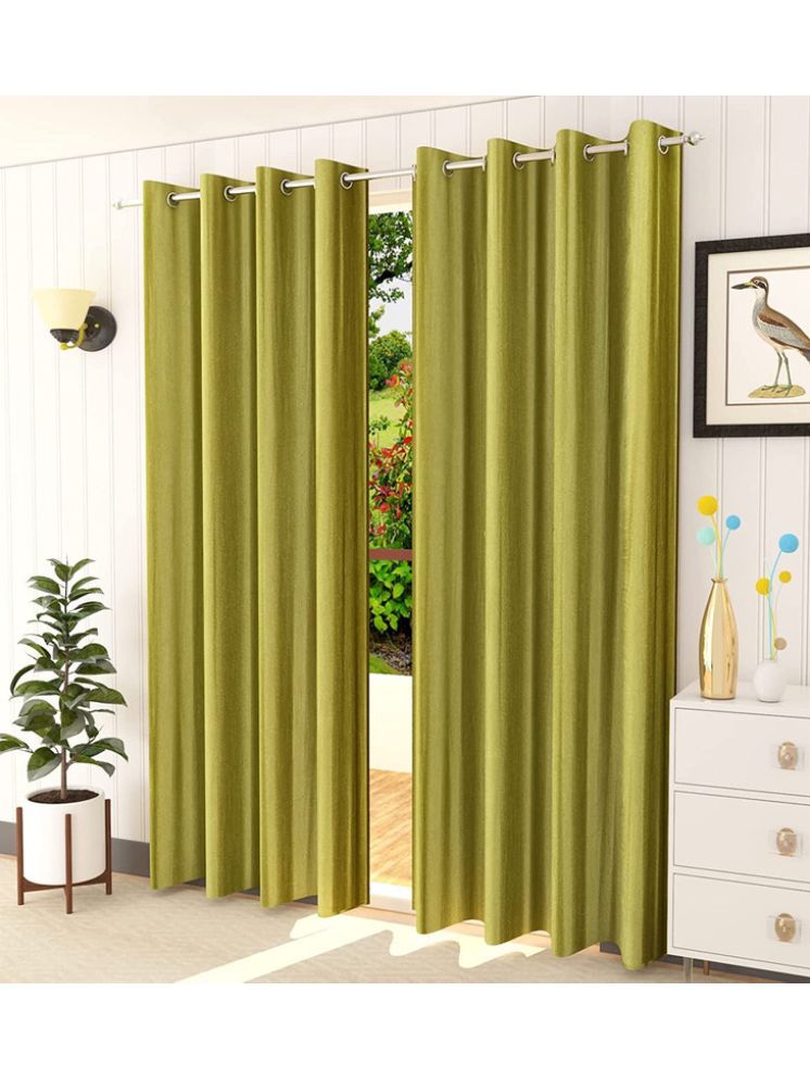     			THE LAILA Solid Room Darkening Ring Rod Curtain 5 ft ( Pack of 2 ) - GREEN