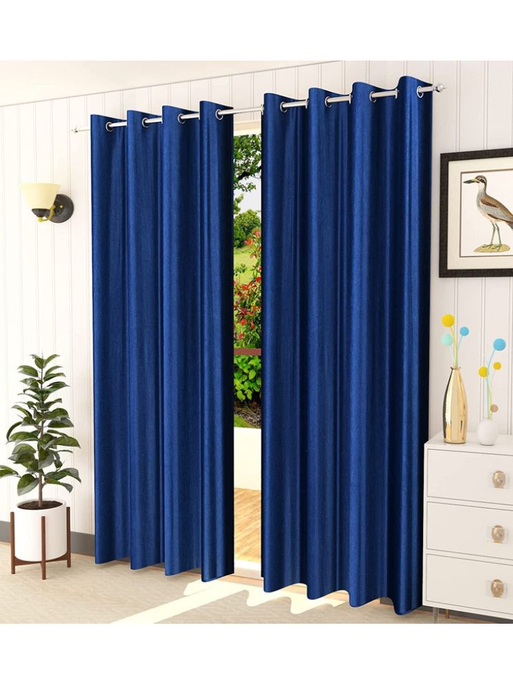     			THE LAILA Solid Room Darkening Ring Rod Curtain 5 ft ( Pack of 2 ) - NAVY BLUE