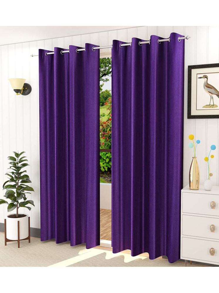     			THE LAILA Solid Room Darkening Ring Rod Curtain 5 ft ( Pack of 2 ) - PURPLE