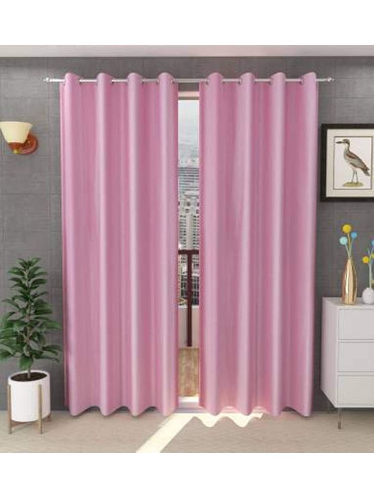     			THE LAILA Solid Room Darkening Ring Rod Curtain 5 ft ( Pack of 2 ) - PINK