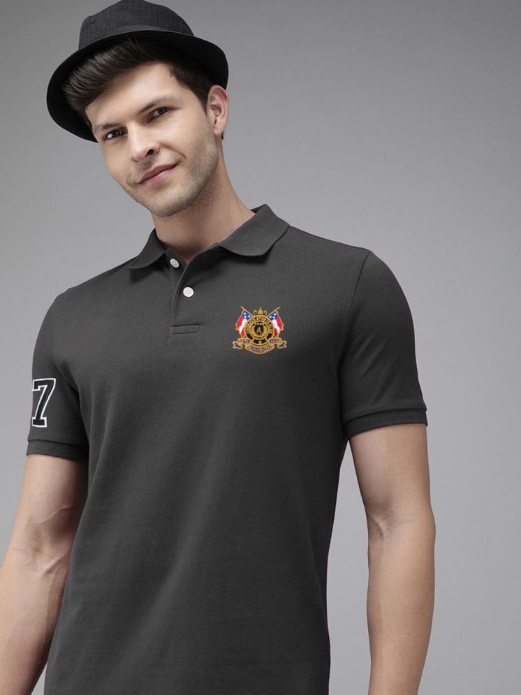     			ADORATE Cotton Blend Regular Fit Embroidered Half Sleeves Men's Polo T Shirt - Charcoal Grey ( Pack of 1 )