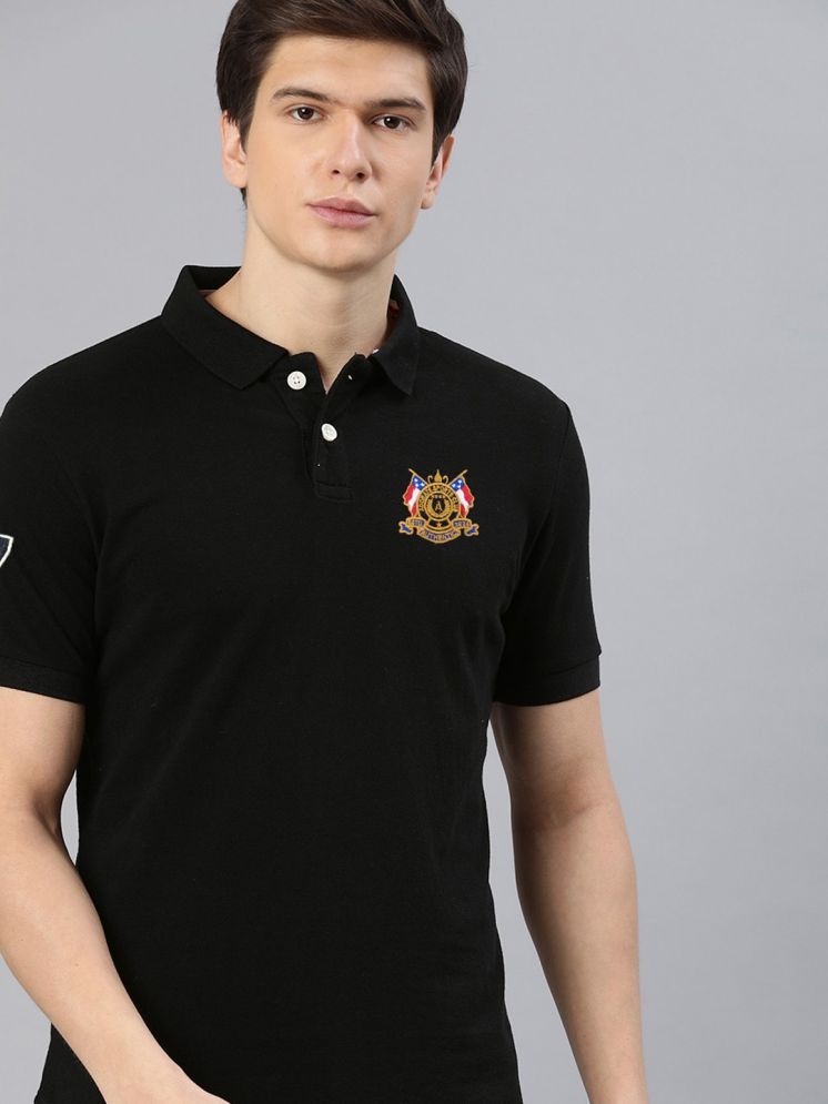     			ADORATE Cotton Blend Regular Fit Embroidered Half Sleeves Men's Polo T Shirt - Black ( Pack of 1 )