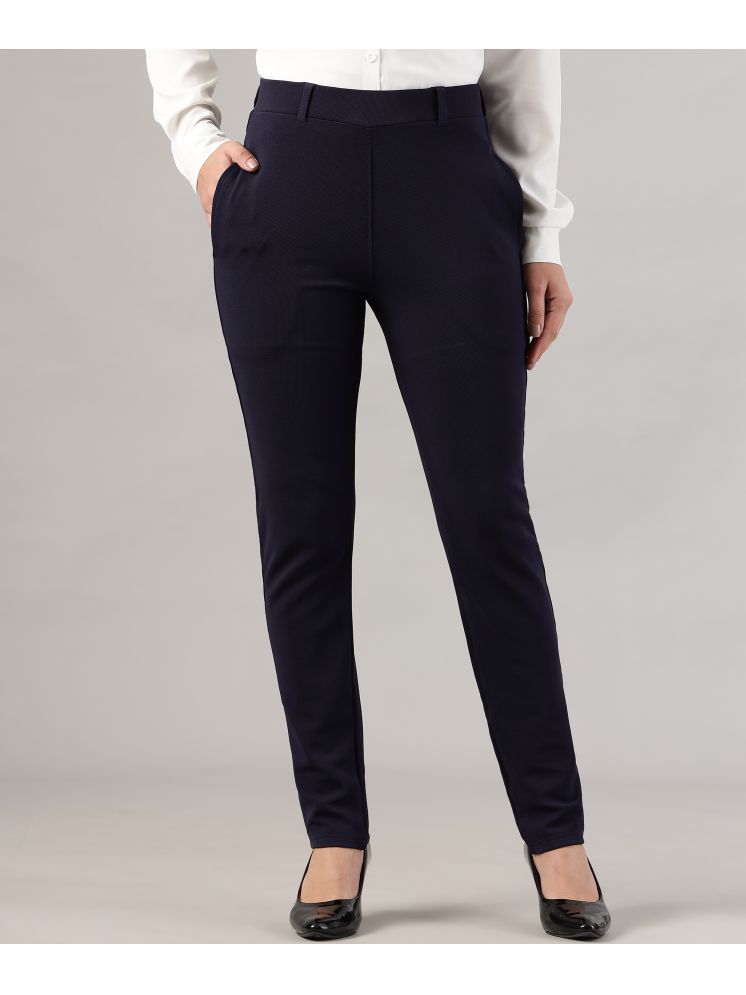     			FITHUB Navy Blue Polyester Slim Women's Formal Pants ( Pack of 1 )