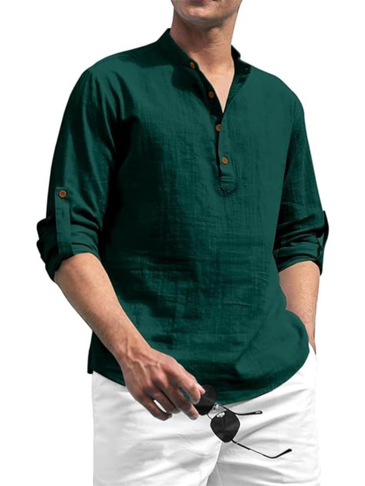     			Vida Loca Green Cotton Blend Men's Shirt Style Kurta ( Pack of 1 )