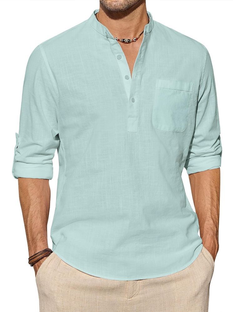     			Vida Loca Light Green Cotton Blend Men's Shirt Style Kurta ( Pack of 1 )