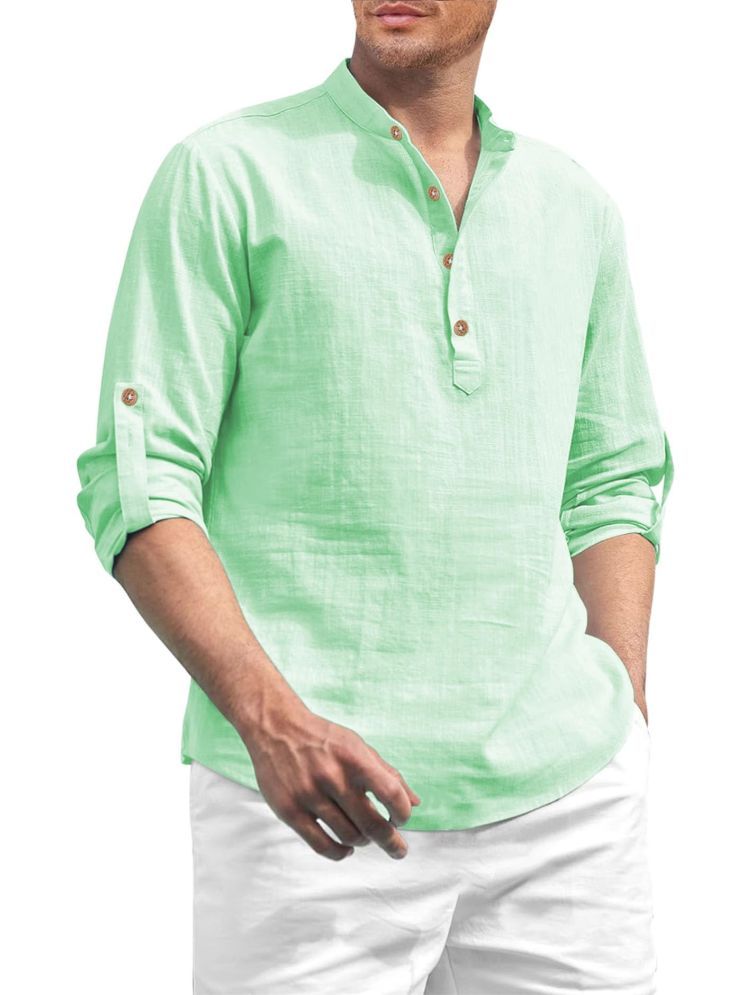     			Vida Loca Lime Green Cotton Blend Men's Shirt Style Kurta ( Pack of 1 )