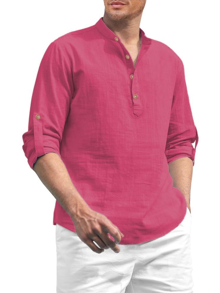     			Vida Loca Pink Cotton Blend Men's Shirt Style Kurta ( Pack of 1 )