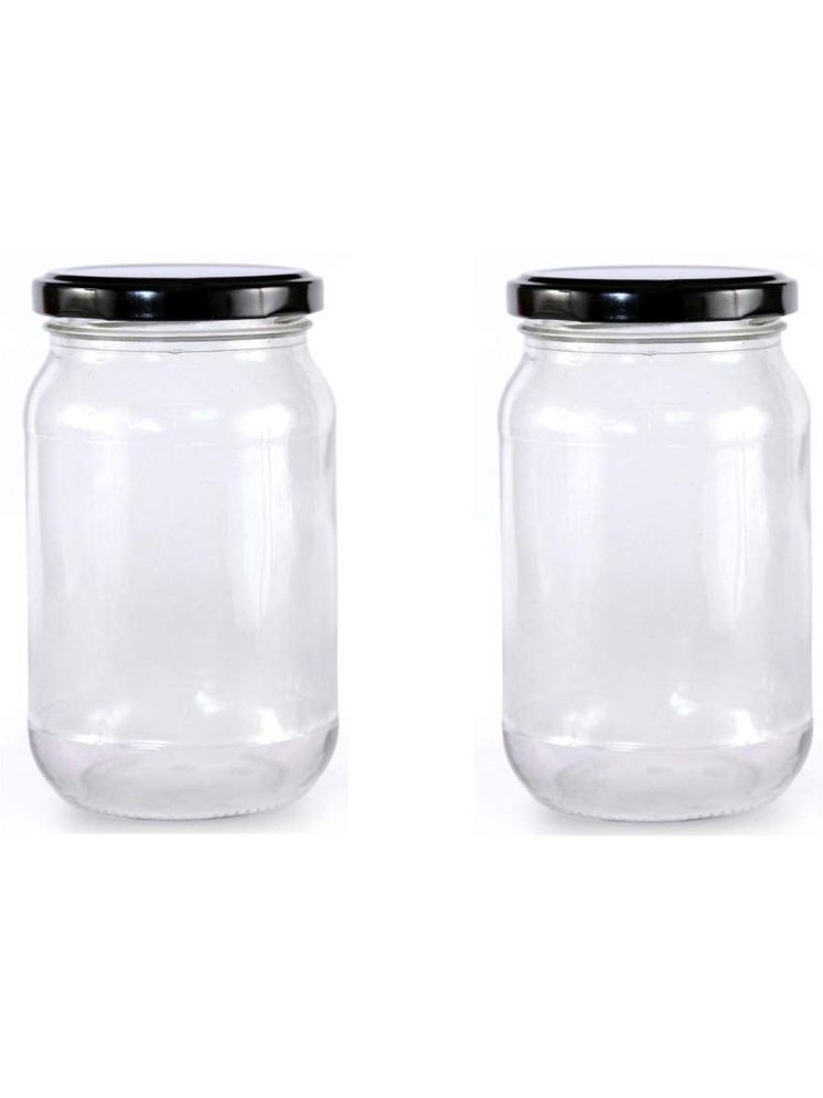     			1st Time Glass Container Jar Glass Transparent Cookie Container ( Set of 2 )