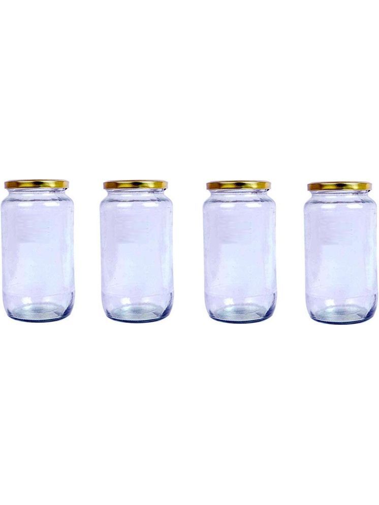     			1st Time Glass Container Jar Glass Transparent Cookie Container ( Set of 4 )