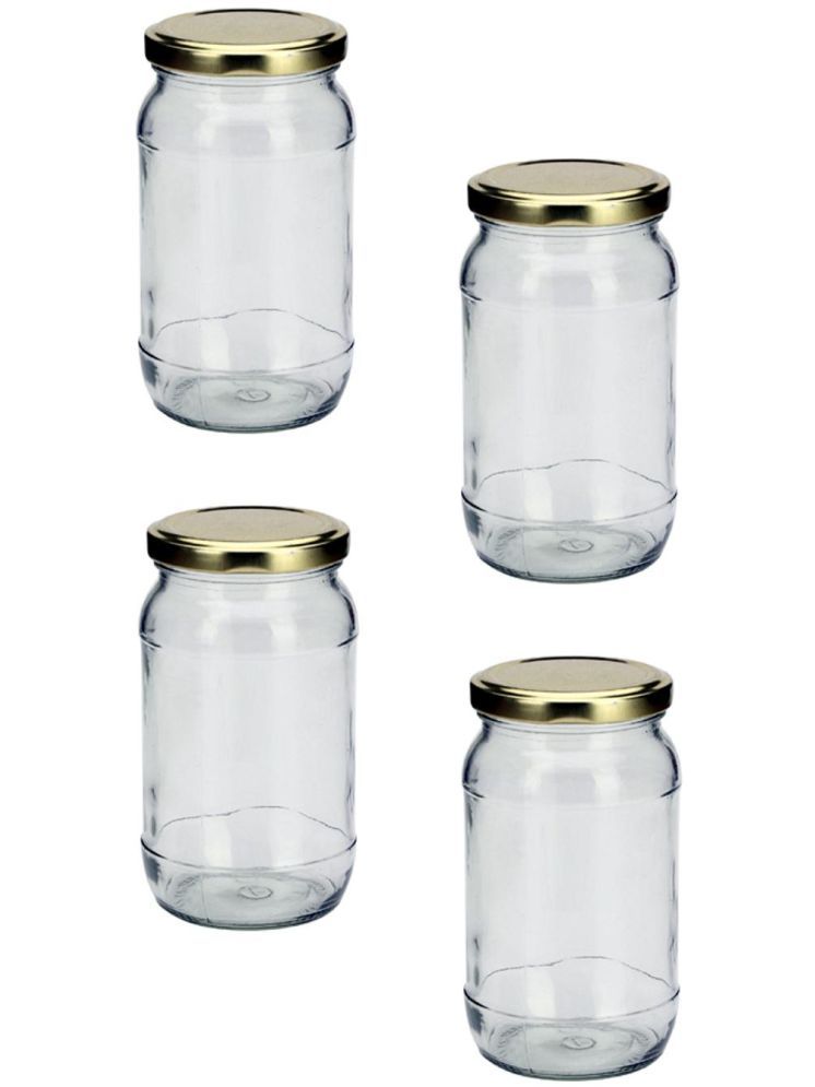     			1st Time Glass Container Jar Glass Transparent Cookie Container ( Set of 4 )