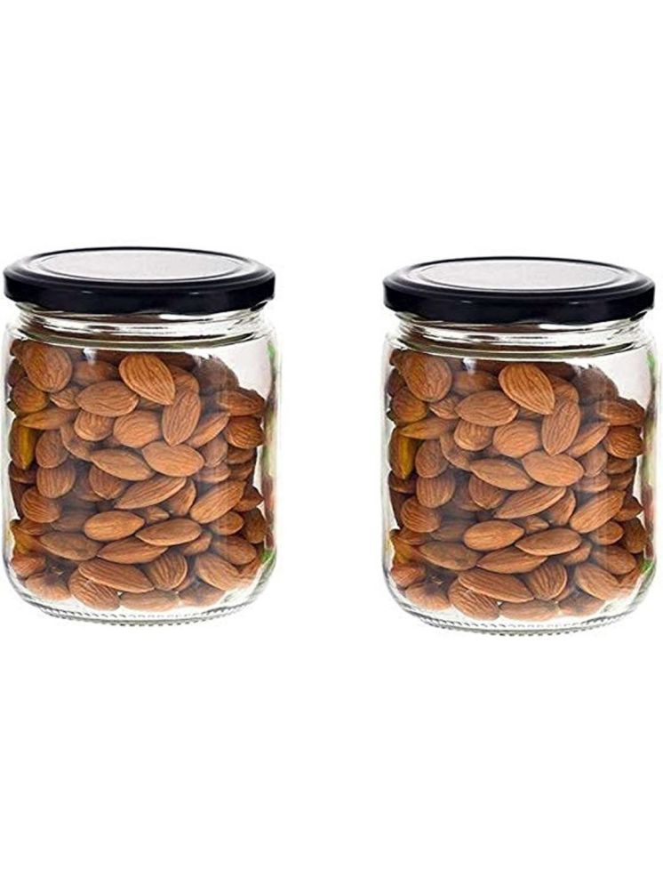     			1st Time Glass Container Jar Glass Transparent Cookie Container ( Set of 2 )