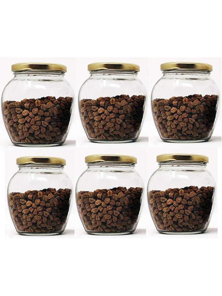     			1st Time Glass Container Jar Glass Transparent Cookie Container ( Set of 6 )