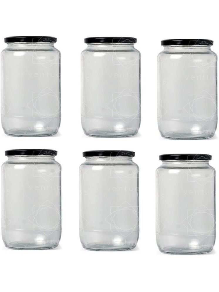     			1st Time Glass Container Jar Glass Transparent Cookie Container ( Set of 6 )